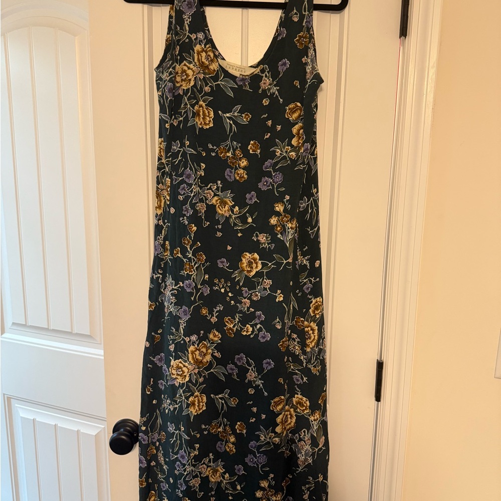 Vintage Express Green and Yellow Floral Maxi Dress